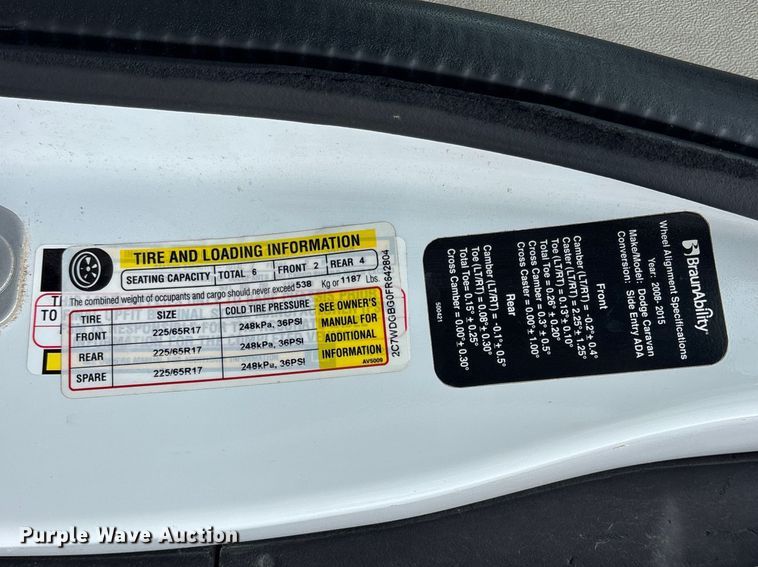 image for item FG0159 2015 Dodge Grand Caravan handicap accessible van