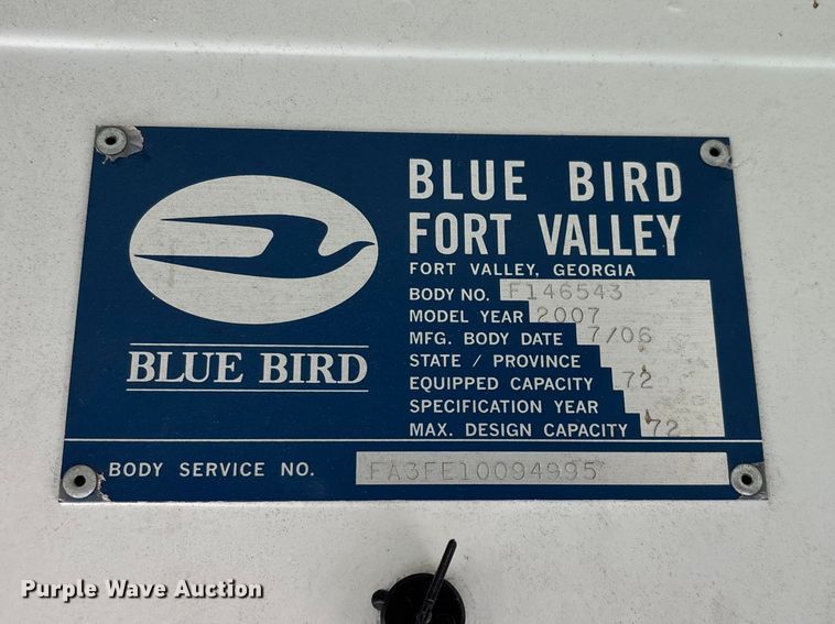 image for item FG0162 2007 Blue Bird All American school bus