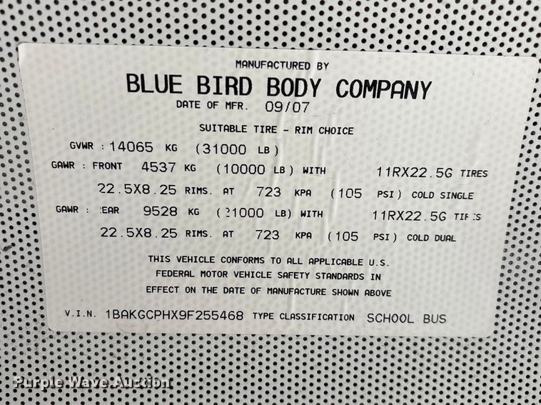 image for item FG0163 2009 Blue Bird Vision school bus