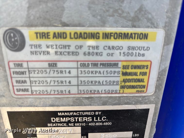 image for item FI0857 2017 Alley Cat 17018  recycling trailer