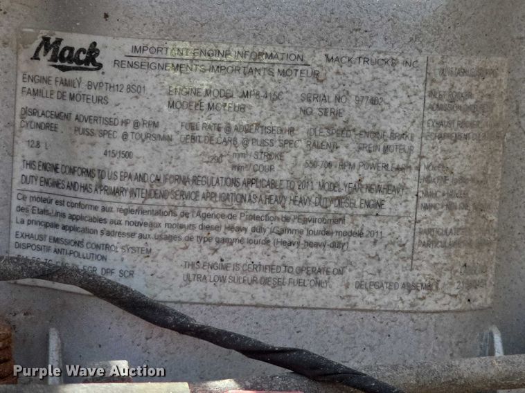 image for item FI0858 2012 Mack GU813 dump truck