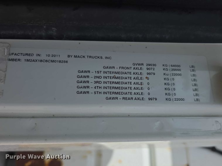 image for item FI0858 2012 Mack GU813 dump truck