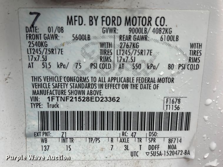 image for item FK1250 2008 Ford F250 Super Duty pickup truck