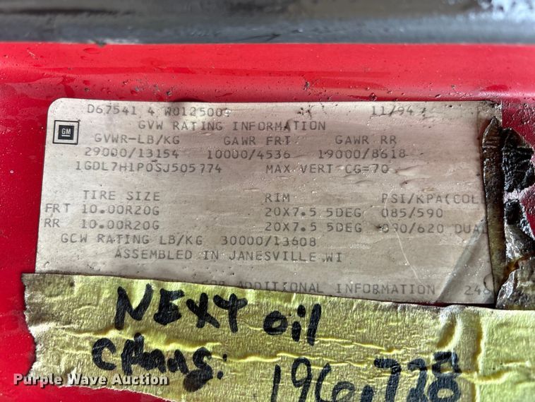 image for item FK1252 1995 GMC TopKick C7 flatbed truck