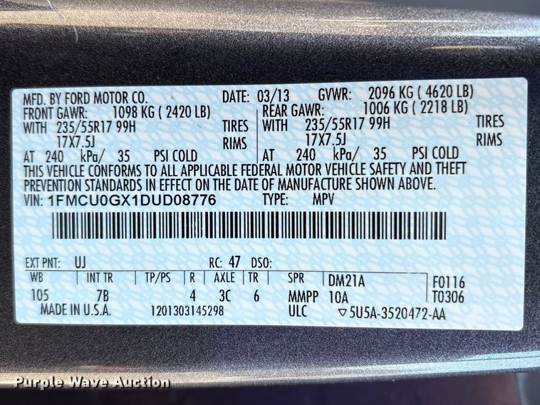 image for item FK1256 2013 Ford Escape SUV