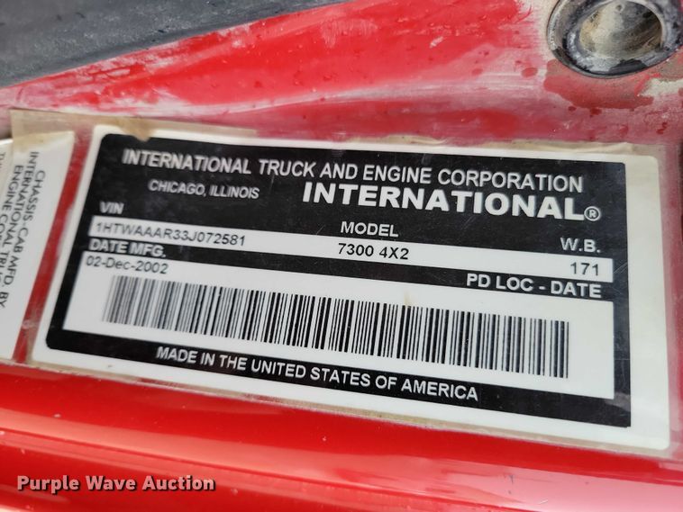 image for item NK9867 2003 International 7300 dump truck