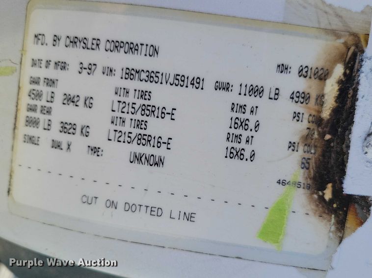 image for item NK9905 1997 Dodge RAM 3500 utility bed pickup truck