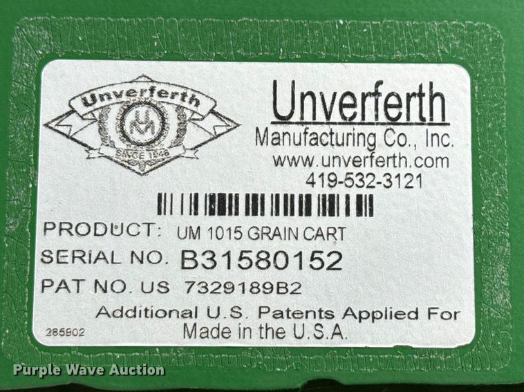 image for item DZ5199 2013 Unverferth 1015 grain cart