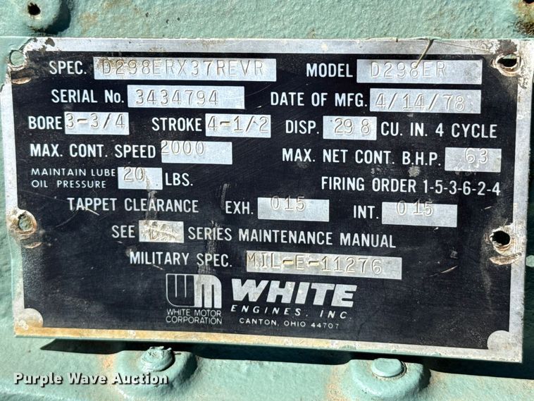 image for item DZ5344 1978 White D298ER engine