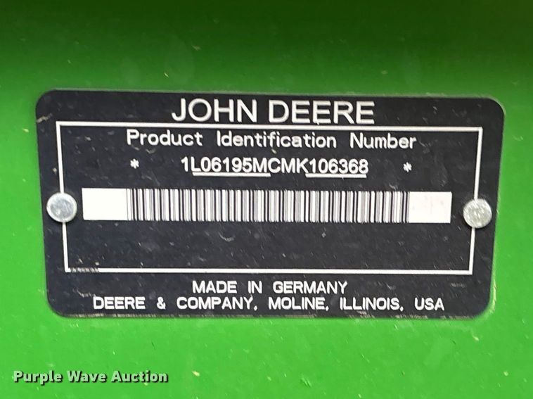 image for item EA4487 2021 John Deere 6195M MFWD tractor