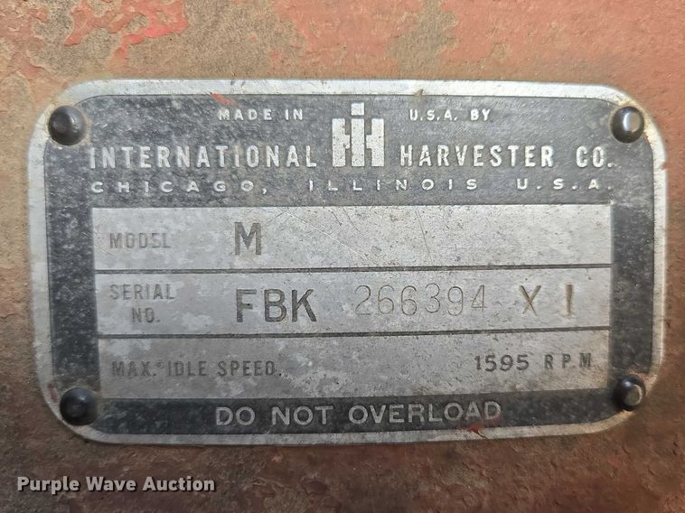 image for item EB1372 1951 International Harvester McCormick Farmall M tractor