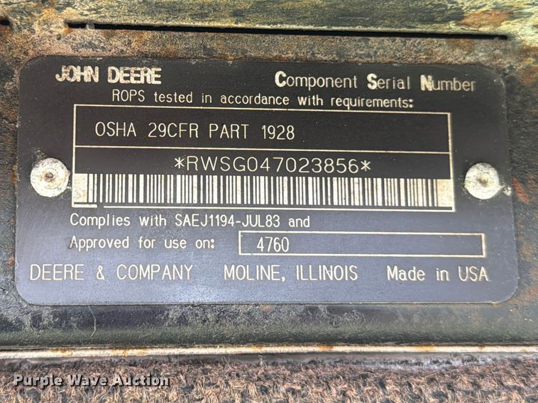 image for item ED5183 1992 John Deere 4760 tractor