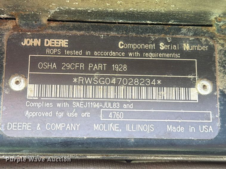 image for item ED5187 1993 John Deere 4760 tractor