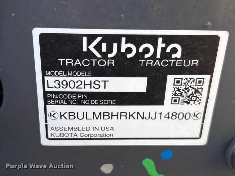 image for item EF1016 2022 Kubota L3902HST MFWD tractor