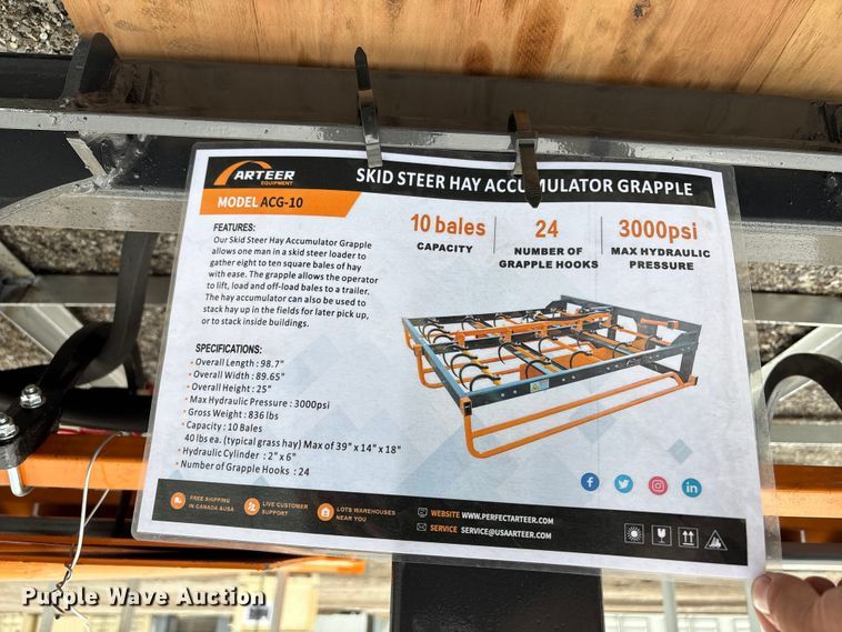 image for item EO4032 Arteer ACG-10 skid steer bale accumulator grapple