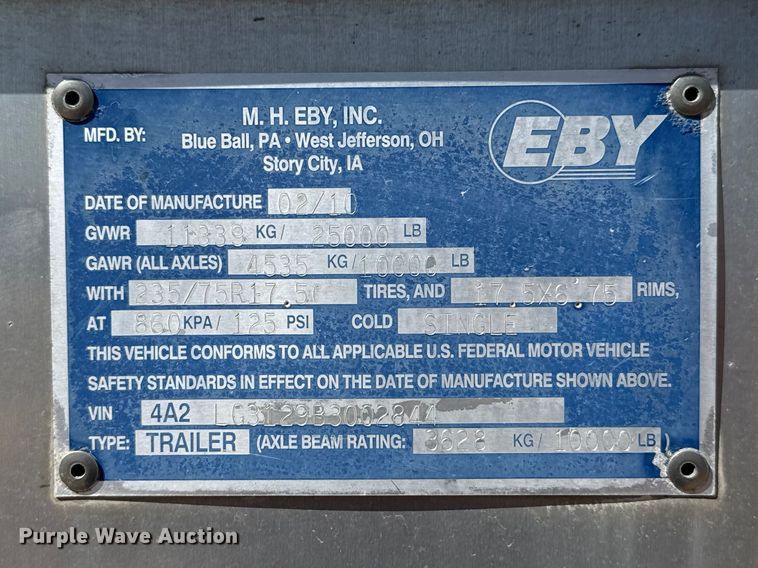 image for item ES5988 2011 EBY Ruff Neck livestock trailer