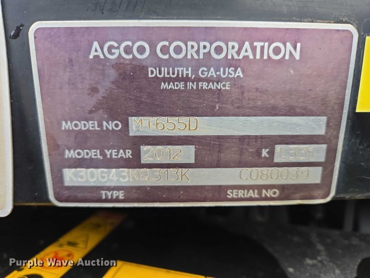 image for item EV5555 2012 Challenger MT655D MFWD tractor