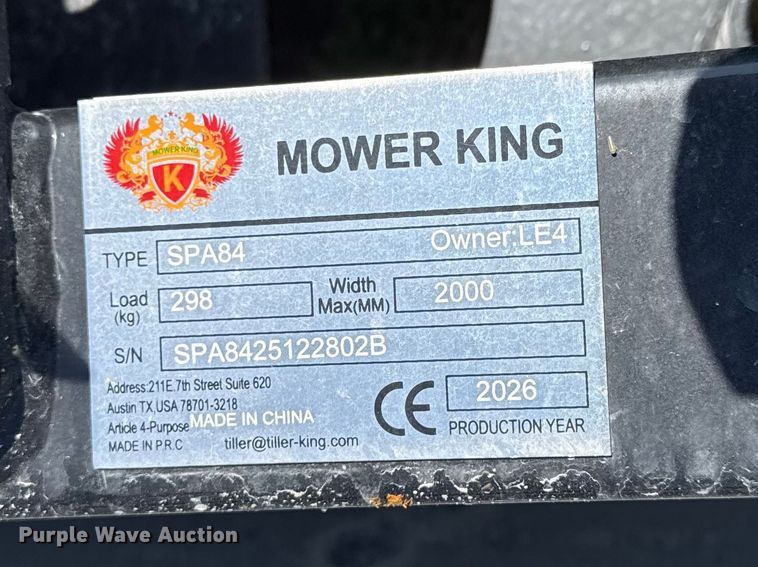 image for item EV7552 2026 Mower King skid steer dozer blade