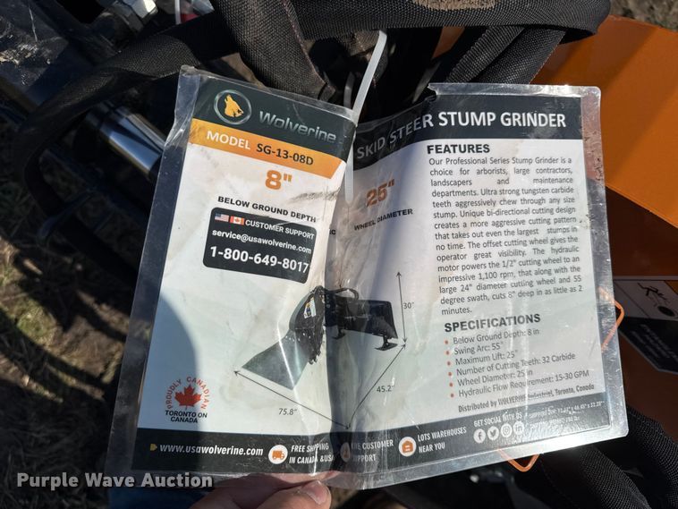 image for item EV7568 Wolverine skid steer stump grinder