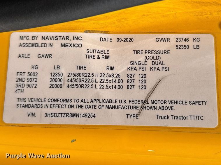 image for item DR1035 2021 International LT625 semi truck