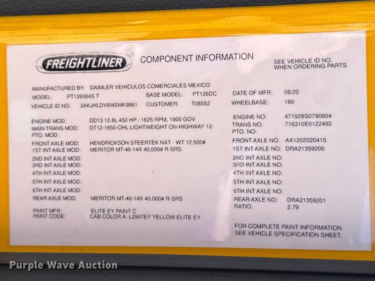 image for item DR1036 2021 Freightliner Cascadia 126 semi truck