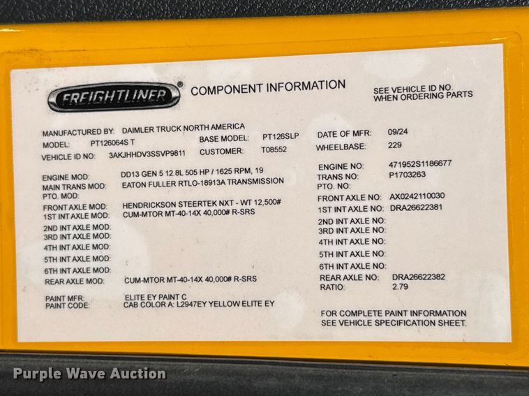 image for item DR1043 2025 Freightliner Cascadia 126 semi truck