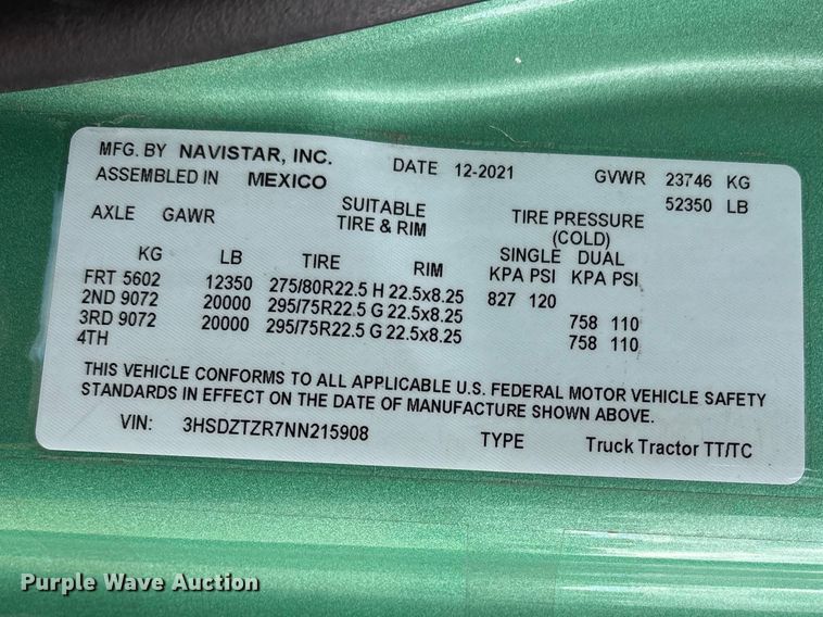 image for item DT0090 2022 International LT625 semi truck