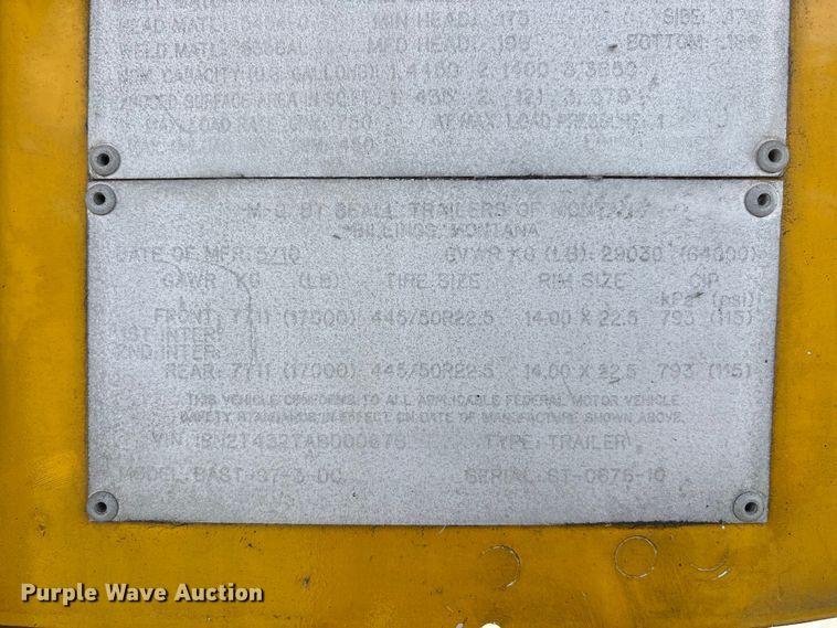 image for item DT0125 2010 Beall tank trailer