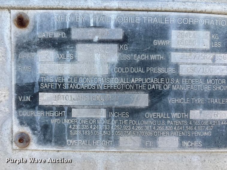 image for item EA4602 2001 Trailmobile dry van trailer