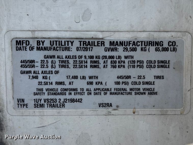 image for item EA4603 2018 Utility VS2RA refrigerated van trailer