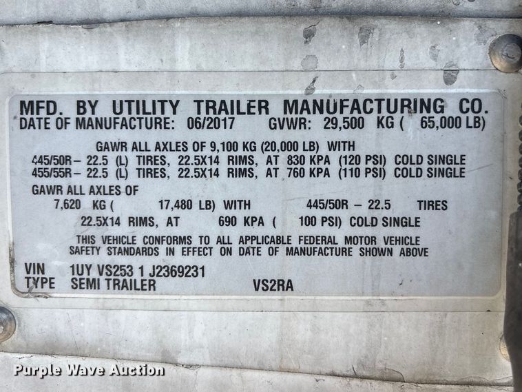 image for item EA4604 2018 Utility VS2RA refrigerated van trailer