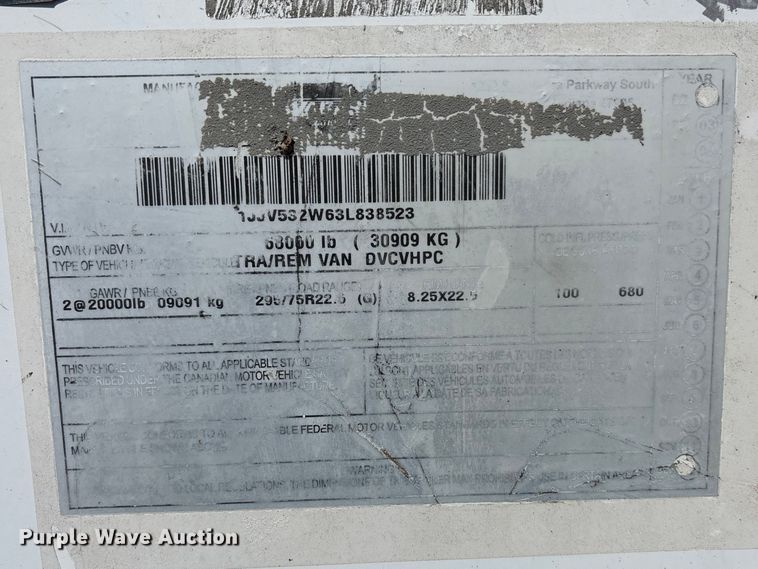 image for item EA4618 2003 Wabash DVCVHPC dry van trailer