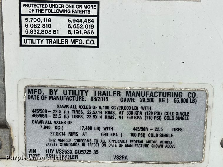 image for item EA4624 2016 Utility VS2RA refrigerated van trailer