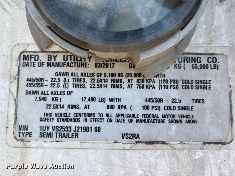 image for item EA4635 2018 Utility VS2RA refrigerated van trailer