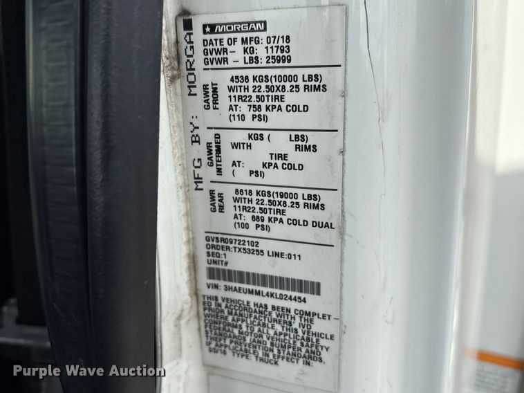 image for item EA7227 2019 International MV607 refrigerated truck