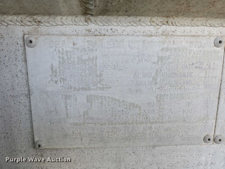 image for item EB1379 1998 Beall BAST-120-4-SB tank trailer