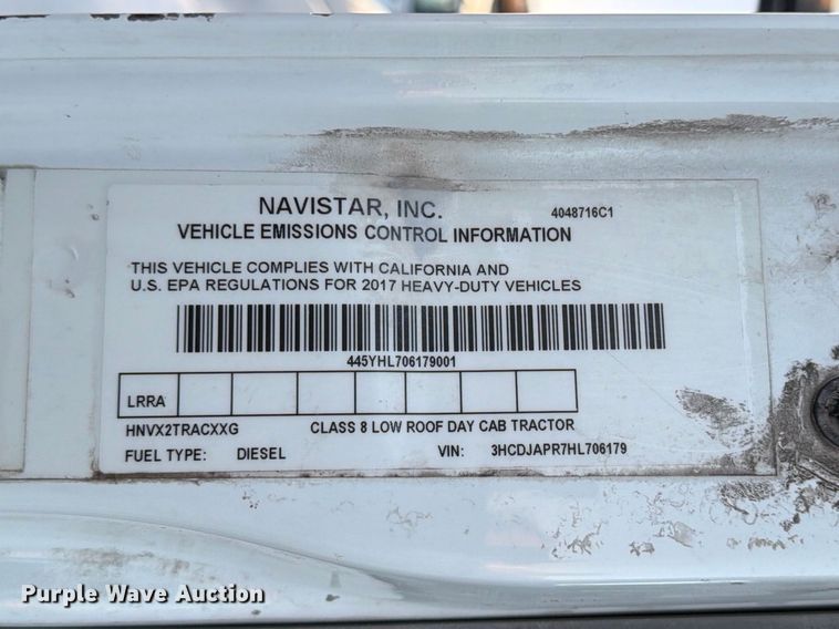 image for item ED5147 2017 International ProStar Plus semi truck