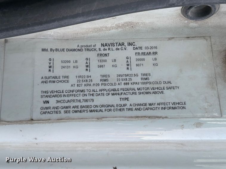 image for item ED5147 2017 International ProStar Plus semi truck