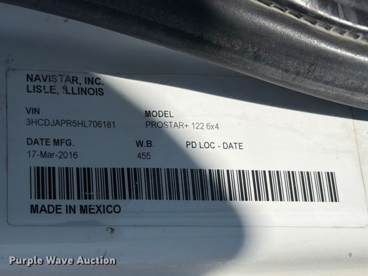 image for item ED5151 2017 International ProStar Plus semi truck