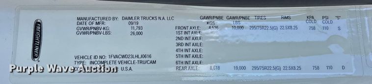 image for item EM5049 2020 Freightliner Business Class M2 truck cab and chassis