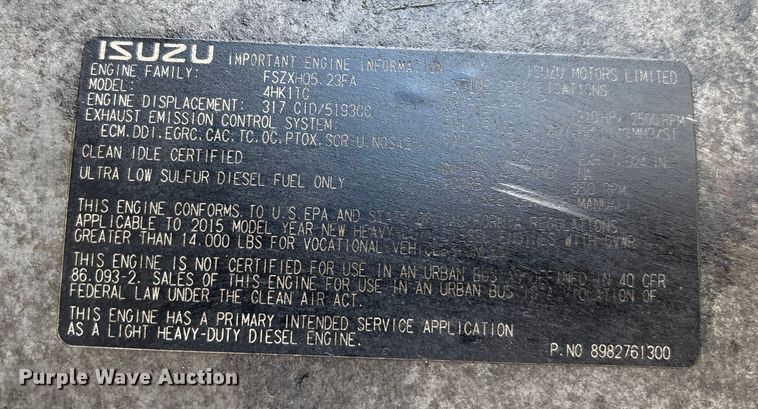 image for item EM5050 2016 Isuzu NPR box truck