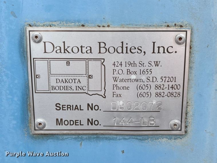 image for item EO4016 Dakota Bodies, Inc. 144-LB utility / service bed
