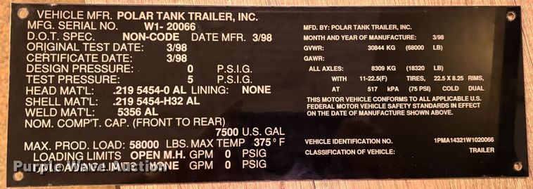 image for item ER0394 1998 Polar asphalt trailer
