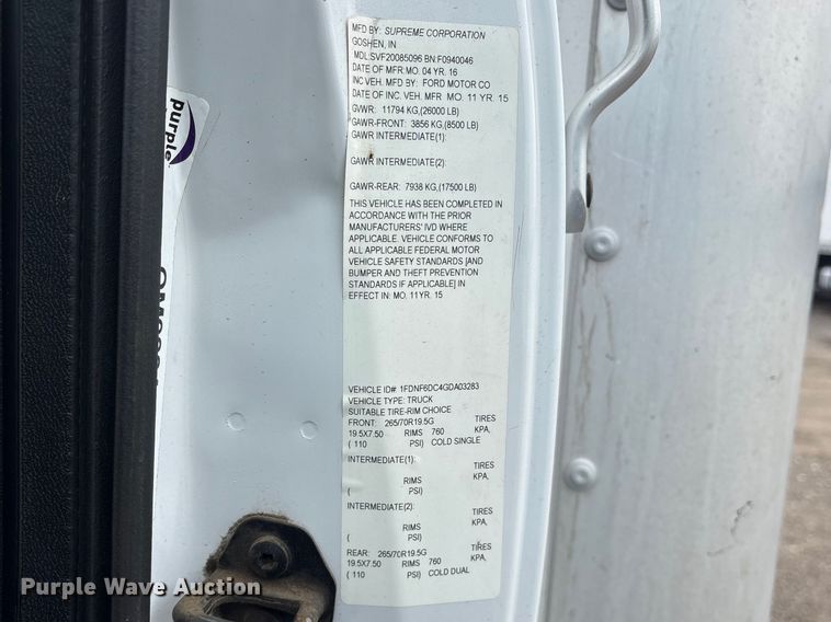 image for item ES8636 2016 Ford F650 box truck