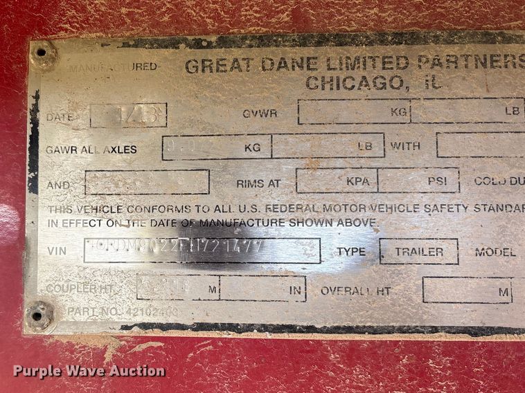 image for item ES8661 2014 Great Dane FSP-0024-00045 flatbed trailer