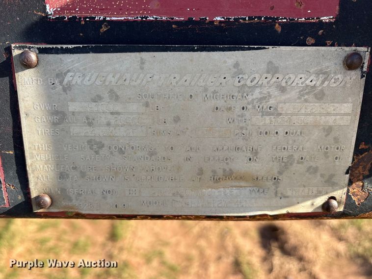 image for item ES8662 1992 Fruehauf PBA-12W-45N flatbed trailer