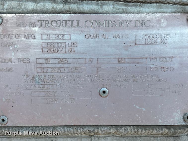 image for item EU0405 2012 Troxell Company tank trailer
