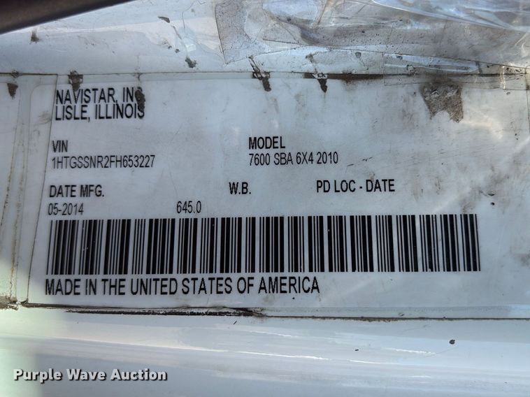 image for item EU7444 2015 International 7600 dump flatbed truck