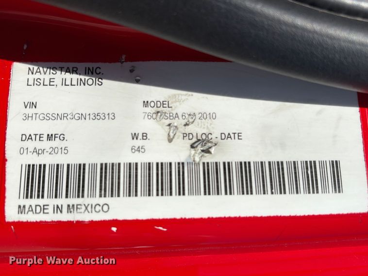 image for item EU7445 2016 International 7600 truck cab and chassis