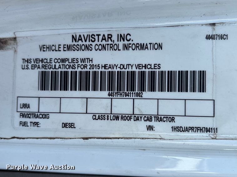 image for item EU7447 2015 International LF687 semi truck